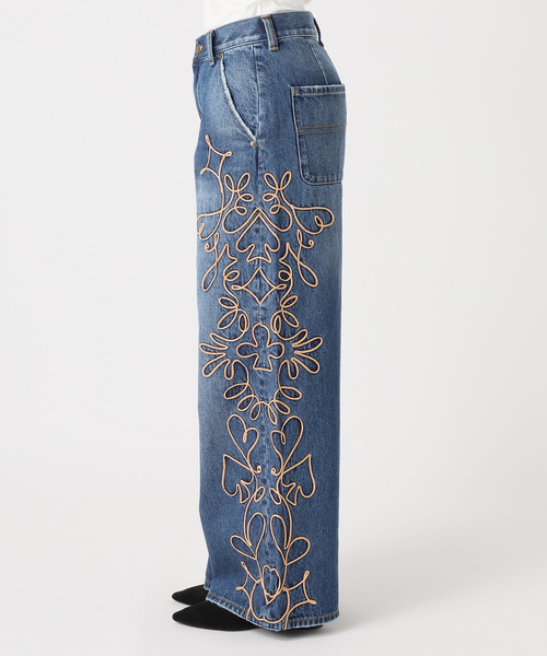 JOURNAL STANDARD(ジャーナルスタンダード)の「【YOU LOOK GOOD×JS】コードエンブロイダリーデニムパンツ(デニムパンツ・レディース・ブルー・36/38)」の6枚目の写真