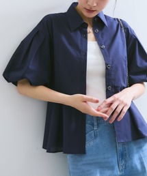 バルーンスリーブ」に該当するシャツ/ブラウス（ブルー