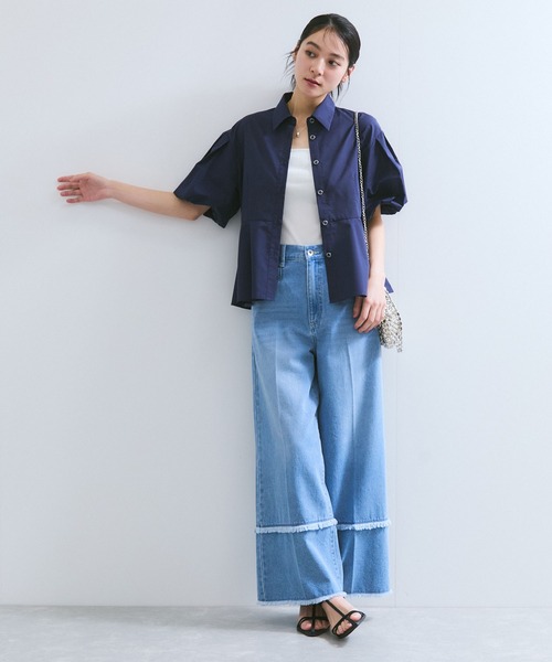 セール】【接触冷感】バルーンスリーブペプラムシャツ（シャツ