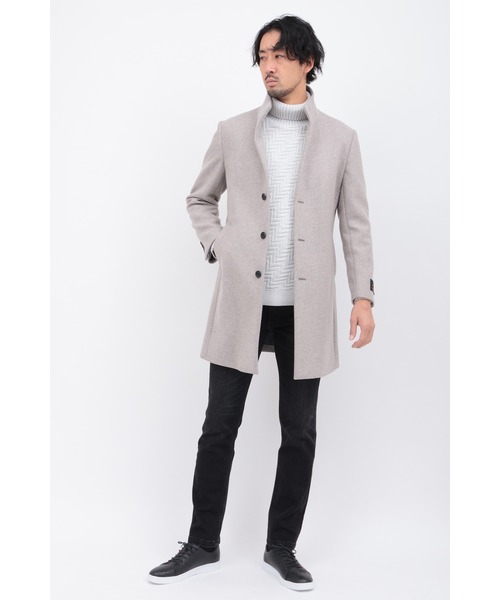 HIGH STREET（ハイストリート）の「MTRｶｼﾐｱｺﾝﾒﾙﾄﾝｽﾀﾝﾄﾞCT（ステンカラーコート・メンズ・ブラック/ベージュ・LL/L/S/M）」の7枚目の写真