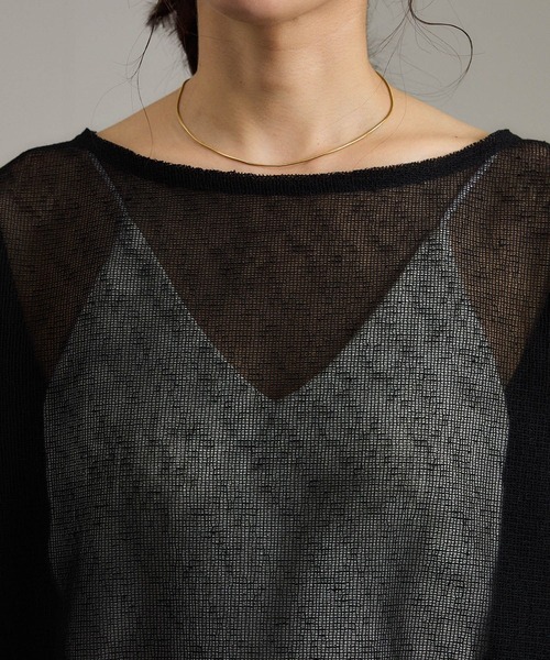 SALON adam et rope'（サロン アダム エ ロペ）の「リネンブレンドメッシュロングスリーブプルオーバー（ニット/セーター・レディース・ブラック/キナリ・FREE）」の13枚目の写真
