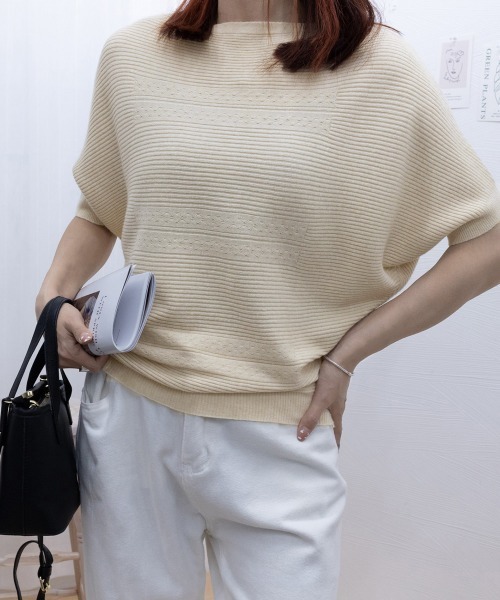 Miniministore（ミニミニストア）の「サマーニットトップス ドルマンスリーブ夏（ニット/セーター・レディース・ダークグリーン/ベージュ/ホワイト/ワインレッド/ピンク/ライトグレー/ブラック・FREE）」の11枚目の写真