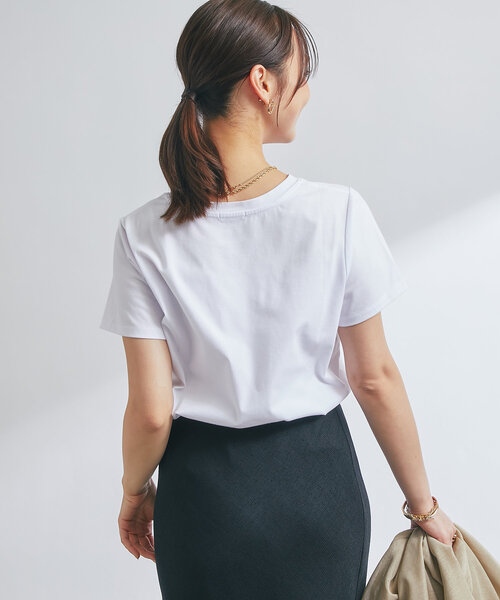 un dix cors(アンディコール)の「《接触冷感・吸水速乾》箔ラインロゴTシャツ(Tシャツ/カットソー・レディース・ブラック/ホワイト・FREE)」の6枚目の写真