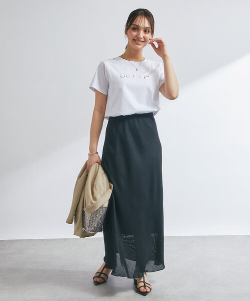 un dix cors(アンディコール)の「《接触冷感・吸水速乾》箔ラインロゴTシャツ(Tシャツ/カットソー・レディース・ブラック/ホワイト・FREE)」の8枚目の写真
