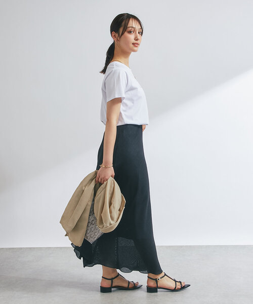 un dix cors(アンディコール)の「《接触冷感・吸水速乾》箔ラインロゴTシャツ(Tシャツ/カットソー・レディース・ブラック/ホワイト・FREE)」の9枚目の写真