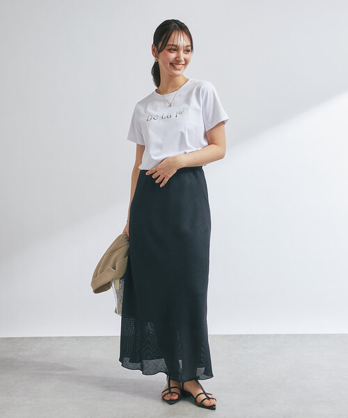 un dix cors(アンディコール)の「《接触冷感・吸水速乾》箔ラインロゴTシャツ(Tシャツ/カットソー・レディース・ブラック/ホワイト・FREE)」の11枚目の写真