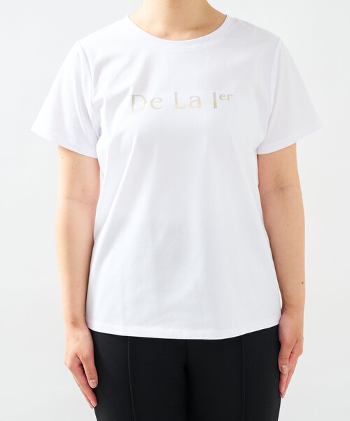 un dix cors(アンディコール)の「《接触冷感・吸水速乾》箔ラインロゴTシャツ(Tシャツ/カットソー・レディース・ブラック/ホワイト・FREE)」の14枚目の写真