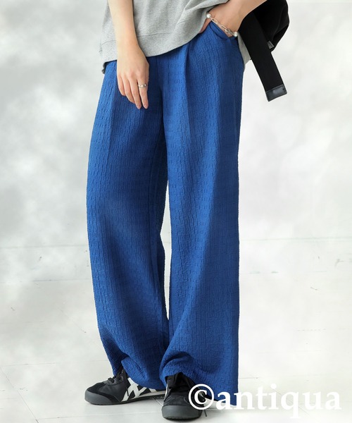 antiqua(アンティカ)の「膨れジャガードタックパンツ(その他パンツ・レディース・ブラック/ブルー・LARGE/MEDIUM)」の1枚目の写真