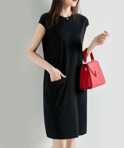 SallyLunn(サリーラン)の「ノースリーブポケットワンピース(ワンピース・レディース・オレンジ/ブラック・LARGE/MEDIUM)」の1枚目の写真