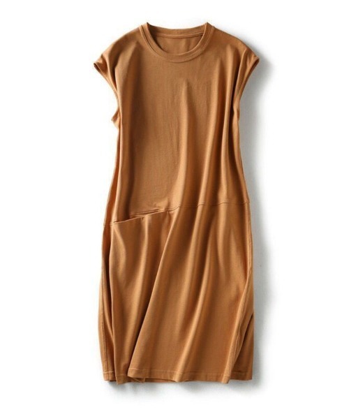 SallyLunn(サリーラン)の「ノースリーブポケットワンピース(ワンピース・レディース・オレンジ/ブラック・LARGE/MEDIUM)」の3枚目の写真