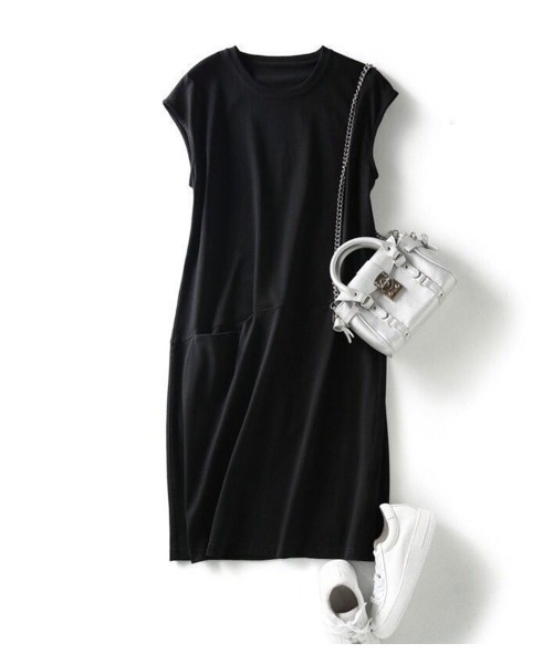 SallyLunn(サリーラン)の「ノースリーブポケットワンピース(ワンピース・レディース・オレンジ/ブラック・LARGE/MEDIUM)」の4枚目の写真