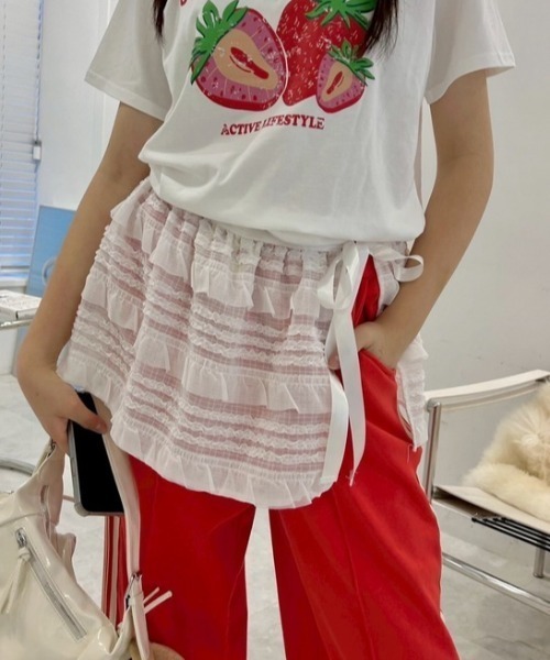 ipugo(イプゴ)の「ipugo/イプゴ レースラップレイアードスカート 秋物 秋服 2026年秋冬(スカート・レディース・ホワイト/ブラック・FREE)」の2枚目の写真