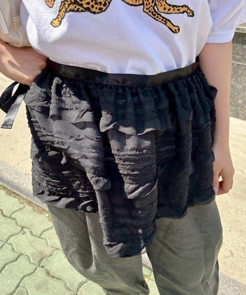 ipugo(イプゴ)の「ipugo/イプゴ レースラップレイアードスカート 秋物 秋服 2026年秋冬(スカート・レディース・ホワイト/ブラック・FREE)」の1枚目の写真