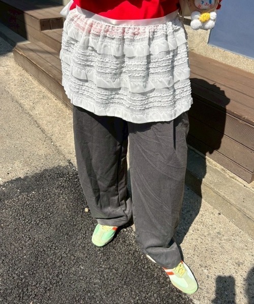 ipugo(イプゴ)の「ipugo/イプゴ レースラップレイアードスカート 秋物 秋服 2026年秋冬(スカート・レディース・ホワイト/ブラック・FREE)」の15枚目の写真