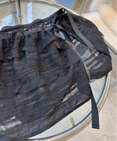 ipugo(イプゴ)の「ipugo/イプゴ レースラップレイアードスカート 秋物 秋服 2026年秋冬(スカート・レディース・ホワイト/ブラック・FREE)」の4枚目の写真