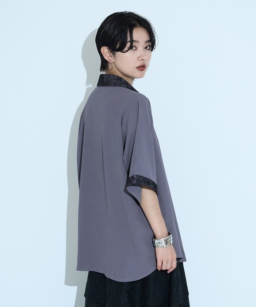 Ellno de Mavie(エルノデメヴィ)の「レースドッキングシャツ/SS(シャツ/ブラウス・レディース・ブルーグレー/ブラック/グレー/オフホワイト・FREE)」の18枚目の写真