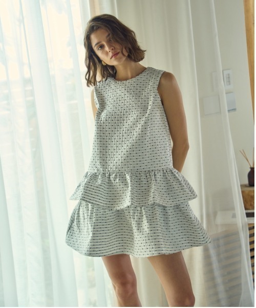ERADIE(エラディエ)の「Jacquard tiered mini one piece ジャガードティアードミニワンピース(ワンピース・レディース・ホワイト/レッド/ネイビー・FREE)」の11枚目の写真