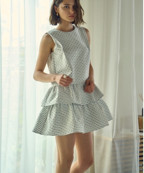 ERADIE(エラディエ)の「Jacquard tiered mini one piece ジャガードティアードミニワンピース(ワンピース・レディース・ホワイト/レッド/ネイビー・FREE)」の13枚目の写真