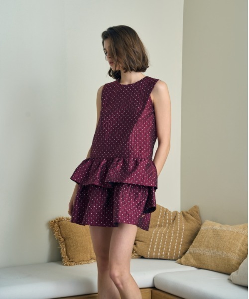 ERADIE(エラディエ)の「Jacquard tiered mini one piece ジャガードティアードミニワンピース(ワンピース・レディース・ホワイト/レッド/ネイビー・FREE)」の18枚目の写真