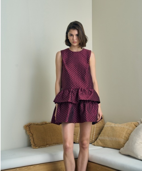 ERADIE(エラディエ)の「Jacquard tiered mini one piece ジャガードティアードミニワンピース(ワンピース・レディース・ホワイト/レッド/ネイビー・FREE)」の22枚目の写真