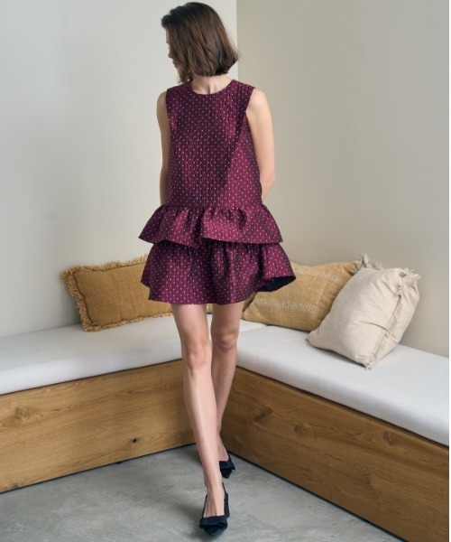 ワンピース Jacquard tiered mini one piece ERADIE セール】Jacquard tiered mini one piece ジャガードティアード