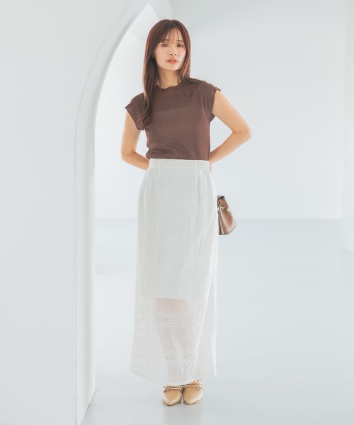 mysty woman（ミスティウーマン）の「2WAYプチハイニットフレンチスリーブ　575223（ニット/セーター・レディース・ブラウン/アイボリー/ブラック・FREE）」の10枚目の写真