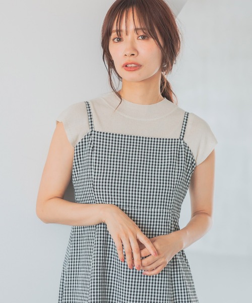 mysty woman（ミスティウーマン）の「2WAYプチハイニットフレンチスリーブ　575223（ニット/セーター・レディース・ブラウン/アイボリー/ブラック・FREE）」の6枚目の写真