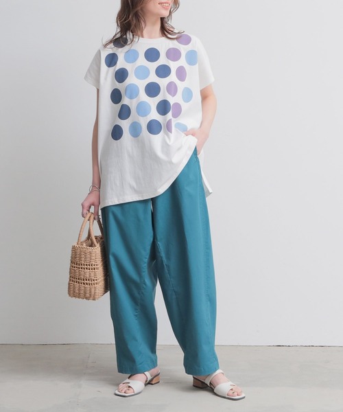 n'OrLABEL(ノアールレーベル)の「配色ドットプリントフレンチスリーブTシャツ(Tシャツ/カットソー・レディース・オフホワイト/チャコール・2/1)」の8枚目の写真