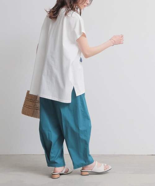 n'OrLABEL(ノアールレーベル)の「配色ドットプリントフレンチスリーブTシャツ(Tシャツ/カットソー・レディース・オフホワイト/チャコール・2/1)」の10枚目の写真