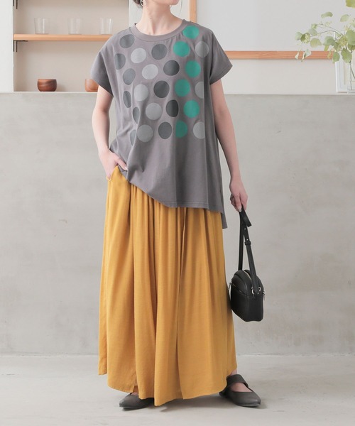 n'OrLABEL(ノアールレーベル)の「配色ドットプリントフレンチスリーブTシャツ(Tシャツ/カットソー・レディース・オフホワイト/チャコール・2/1)」の15枚目の写真