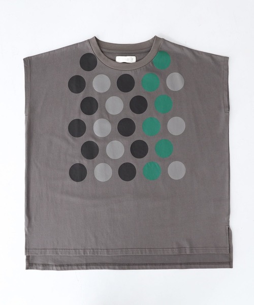 n'OrLABEL(ノアールレーベル)の「配色ドットプリントフレンチスリーブTシャツ(Tシャツ/カットソー・レディース・オフホワイト/チャコール・2/1)」の20枚目の写真