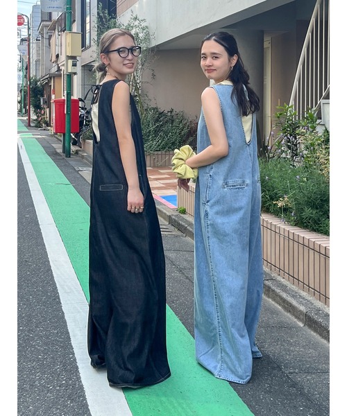 Ungrid　デニムサロペット バックオープンデニムサロペット（つなぎ/オールインワン