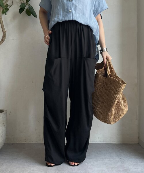 DouDou（ドゥドゥ）の「リヨセル2WAYカーゴパンツ（その他パンツ・レディース・ブラック/アイボリー/ピンク・FREE）」の2枚目の写真