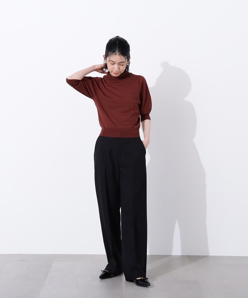 N.（N. Natural Beauty Basic）（エヌエヌナチュラルビューティーベーシック）の「フリルネックフォルムスリーブニット（ニット/セーター・レディース・ブラック系その他/ブラウン/ライム・MEDIUM）」の19枚目の写真