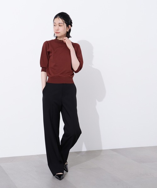 N.（N. Natural Beauty Basic）（エヌエヌナチュラルビューティーベーシック）の「フリルネックフォルムスリーブニット（ニット/セーター・レディース・ブラック系その他/ブラウン/ライム・MEDIUM）」の21枚目の写真