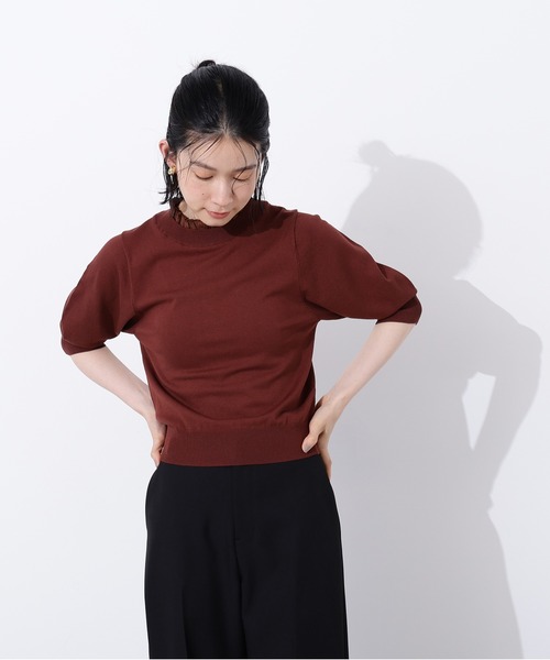 N.（N. Natural Beauty Basic）（エヌエヌナチュラルビューティーベーシック）の「フリルネックフォルムスリーブニット（ニット/セーター・レディース・ブラック系その他/ブラウン/ライム・MEDIUM）」の22枚目の写真