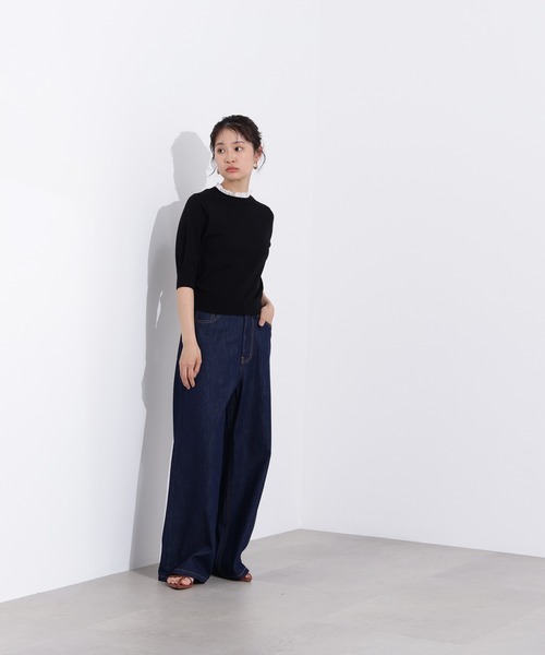 N.（N. Natural Beauty Basic）（エヌエヌナチュラルビューティーベーシック）の「フリルネックフォルムスリーブニット（ニット/セーター・レディース・ブラック系その他/ブラウン/ライム・MEDIUM）」の7枚目の写真