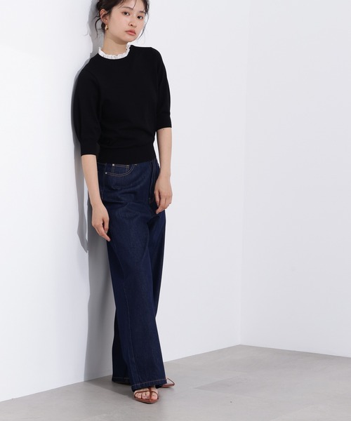 N.（N. Natural Beauty Basic）（エヌエヌナチュラルビューティーベーシック）の「フリルネックフォルムスリーブニット（ニット/セーター・レディース・ブラック系その他/ブラウン/ライム・MEDIUM）」の9枚目の写真