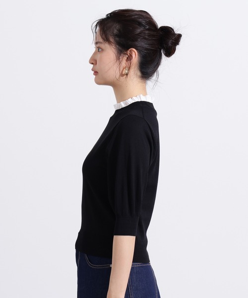 N.（N. Natural Beauty Basic）（エヌエヌナチュラルビューティーベーシック）の「フリルネックフォルムスリーブニット（ニット/セーター・レディース・ブラック系その他/ブラウン/ライム・MEDIUM）」の11枚目の写真