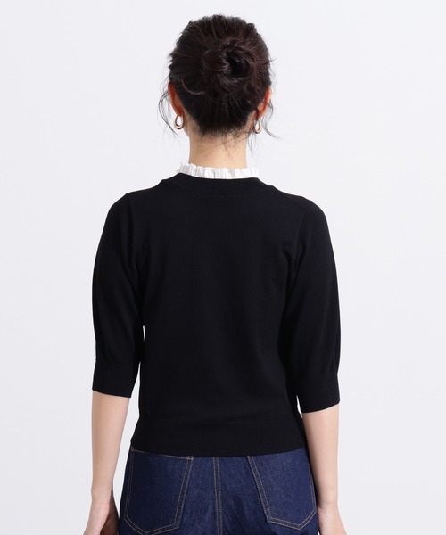 N.（N. Natural Beauty Basic）（エヌエヌナチュラルビューティーベーシック）の「フリルネックフォルムスリーブニット（ニット/セーター・レディース・ブラック系その他/ブラウン/ライム・MEDIUM）」の12枚目の写真