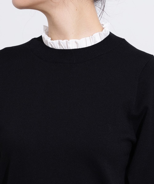 N.（N. Natural Beauty Basic）（エヌエヌナチュラルビューティーベーシック）の「フリルネックフォルムスリーブニット（ニット/セーター・レディース・ブラック系その他/ブラウン/ライム・MEDIUM）」の13枚目の写真