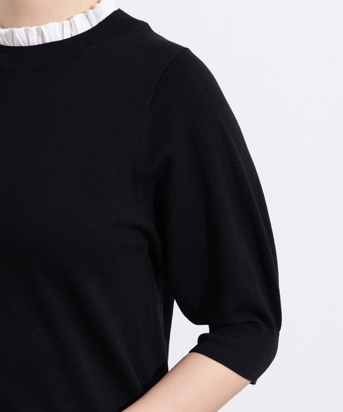 N.（N. Natural Beauty Basic）（エヌエヌナチュラルビューティーベーシック）の「フリルネックフォルムスリーブニット（ニット/セーター・レディース・ブラック系その他/ブラウン/ライム・MEDIUM）」の14枚目の写真