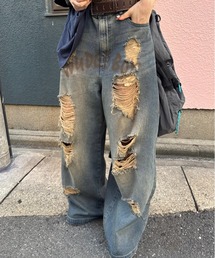 WudgeBoy（ワッジボーイ）の「damage print denim（デニムパンツ）」