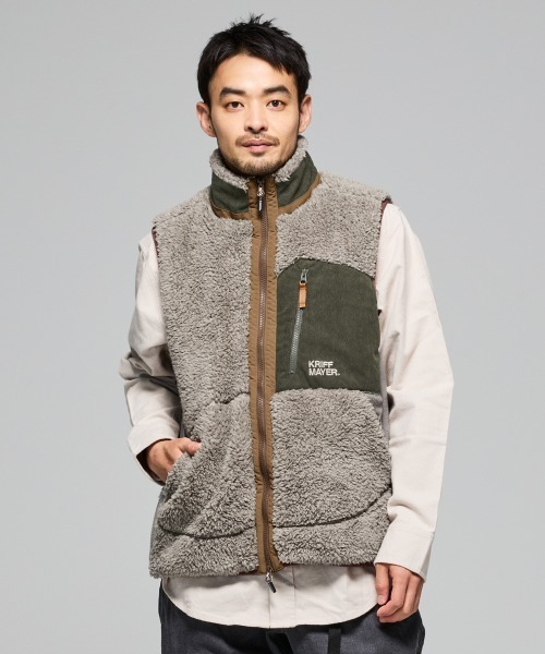 KRIFF MAYER(クリフメイヤー)の「シャギーボアベスト(ベスト・メンズ・グレー/ナチュラル/グリーン/ブラウン/ネイビー/カラフル/ブラック・MEDIUM/X-LARGE/LARGE)」の2枚目の写真