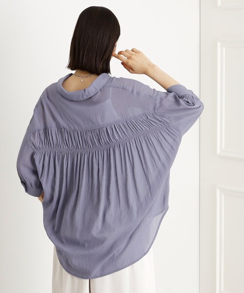 THE SHOP TK / ザ ショップ ティーケー 後ろギャザーシアーシャツ【体型カバー／洗える】 THE SHOP TK｜後ろギャザーシアーシャツ【体型カバー/洗える