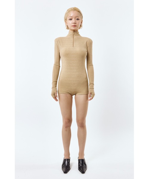 DLESS(ドレス)の「Half zipup bodysuits/ハーフジップロングスリーブボディスーツ(Tシャツ/カットソー・レディース・ブラック/ゴールド/ネイビー・X-SMALL/SMALL)」の12枚目の写真