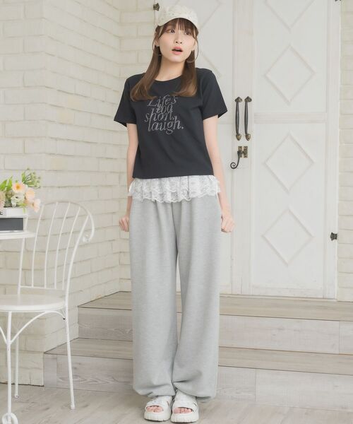 ems excite(エムズエキサイト)の「ラインストーンロゴTEE(Tシャツ/カットソー・レディース・レッド/オフホワイト/ブラック・FREE)」の9枚目の写真