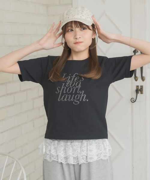 ems excite(エムズエキサイト)の「ラインストーンロゴTEE(Tシャツ/カットソー・レディース・レッド/オフホワイト/ブラック・FREE)」の13枚目の写真