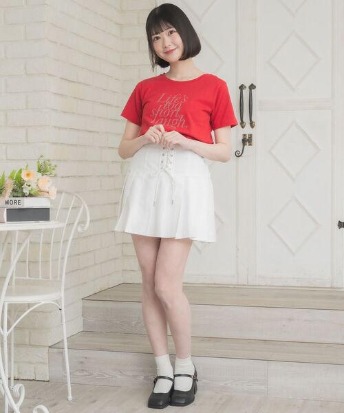 ems excite(エムズエキサイト)の「ラインストーンロゴTEE(Tシャツ/カットソー・レディース・レッド/オフホワイト/ブラック・FREE)」の17枚目の写真