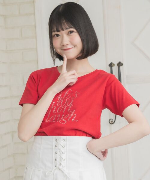 ems excite(エムズエキサイト)の「ラインストーンロゴTEE(Tシャツ/カットソー・レディース・レッド/オフホワイト/ブラック・FREE)」の21枚目の写真